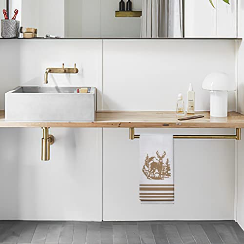 Ohsul Vintage Deer Elk In Forest Highly Absorbent Kitchen Towels Dish Towels Dish Cloth,Wild Animal Deer Silhouette Hand Towels Tea Towel For Bathroom Kitchen Decor,Deer Lovers Campers Gifts #TOP3