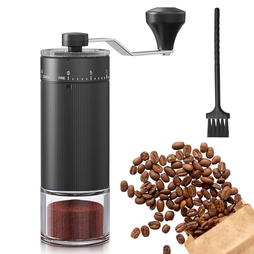 Jomdjmskes Molinillo Cafe Manual, Molino de Café, Coffee Grinder Mecanismo Cerámica Alta Precisión, Ajuste 40 Niveles Cepillo Limpieza, Silencioso Portátil para Espresso, Moka Italiana, French Press