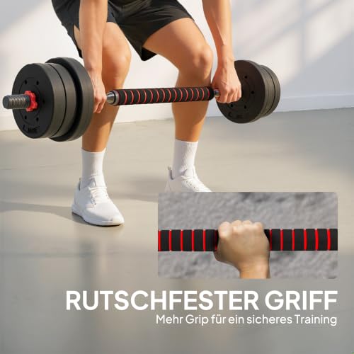 Foto von HOMCOM 2 in 1 Hanteln Set 25 kg, Verstellbare Kurzhantel & Langhantel