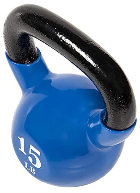 All-Purpose Color Vinyl Coated Kettlebell, 15 Pounds