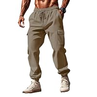 Halfword Pantalon Cargo Homme Pantalon de Travail Homme Baggy Slim Fit Casual Pants Khaki 3XL