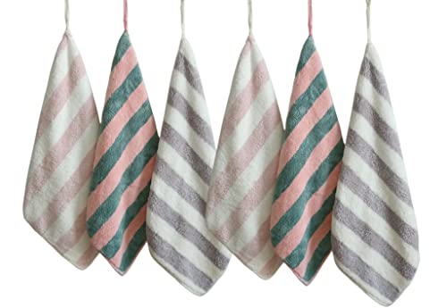 Yaocoral 6 Pack Absorbent Microfiber Baby Washcloths Soft Fleece Striped Wash Clothes Face Towels For Baby,Newborns,Infants,Toddlers,Kids,Baby Face Towel Bath Wipes (3 Color) #TOP14