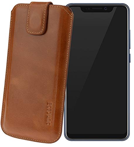 Suncase - Funda de piel para ZTE Axon 9 Pro (con función retráctil y cierre magnético)