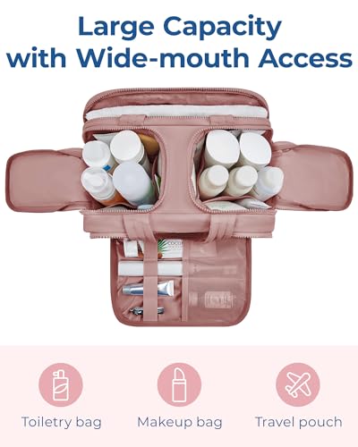 BAGSMART Travel Toiletry Bag, Puffy Toiletry Bag for Women, Wide-open toiletry bags for traveling, Large Travel Cosmetic Makeup Bag Organizer for Accessories,Toiletrie - Image 5