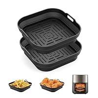 GRIFEMA 2 Pezzi Teglia per Friggitrice ad Aria in Silicone 5-8L, 20cm, Accessori per Friggitrici ad Aria Compatti con Cosori, Philips, Moulinex 5-8L Friggitrici - BPA Free, Lavabile in lavastoviglie
