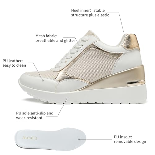 Wedge Sneakers for Women Lightweight Platform Casual Glitter Mesh Walking Shoes Non-Slip Women Fashion Sneakers2