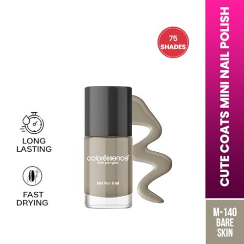 Image of Coloressence Cute Coats Long Lasting Nail Paint | Chip Resistant | Quick Dry | One Swipe Application | Toxin Free|Bare Skin -6ml