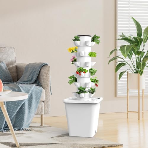 Sistema di coltivazione idroponica Torre da giardino verticale Kit da giardino per erbe aromatiche Aeroponics Grow Kit con luce LED Aquaponics Grow System Torre per giardino