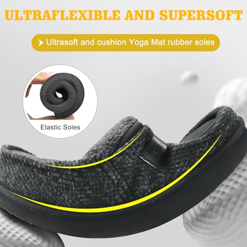 Image of ONCAI Mens Clog Slippers with Arch Support Stripe Faux Fur Cotton-Blend High-Density Memory Foam Warm House Slippers Slip-on Indoor Outdoor Rubber Sole Size 7-16