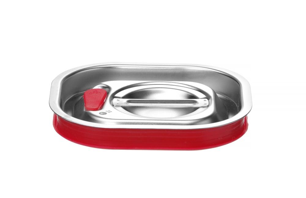 HENDI Coperchio per Contenitore GN 1/6, in Acciaio Inossidabile, con Bordo in Silicone e Valvola di Vuoto, Chiusura Ermetica, Resistente da -40° a 121°C, 176x162mm