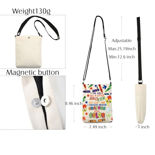 Mental Health Crossbody Bag Broken Crayons Still Color Teacher Crossbody Bag Mental Health Awareness Gifts Positive Sling Bag3