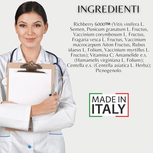 Integratore Anticellulite E Drenante Forte 120Cps Con Frutti Rossi Richberry 6000™, Centella Asiatica E Vitamina C, Supporta Il Microcircolo E Combatte La Ritenzione Idrica Gambe - Made In Italy - 2