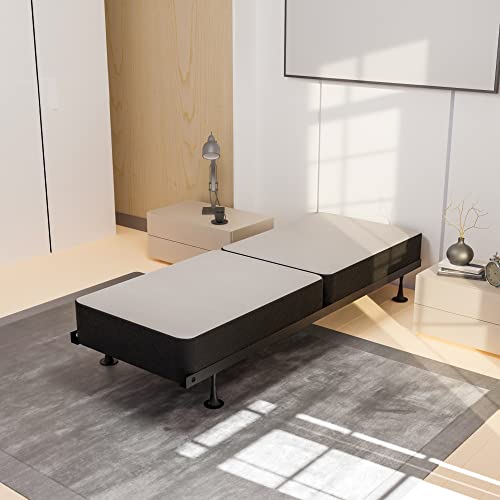 Spring Solution, 4" Split Wood Traditional Box Spring/Foundation For Mattress Set, Sturdy Fabric Paneled Design Wooden Frame, Durable Bedding Mattress Box Springs, Twin Xl, Black #TOP18