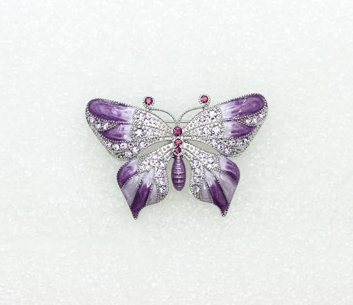 Image of Gorgeous Rhinestone Crystal Enamel Butterfly Pin Brooch