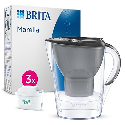 BRITA Wasserfilter-Kanne Marella graphit (2,4l) inkl. 3x MAXTRA PRO All-in-1 Kartusche - NEU - Filter zur Reduzierung von Kal