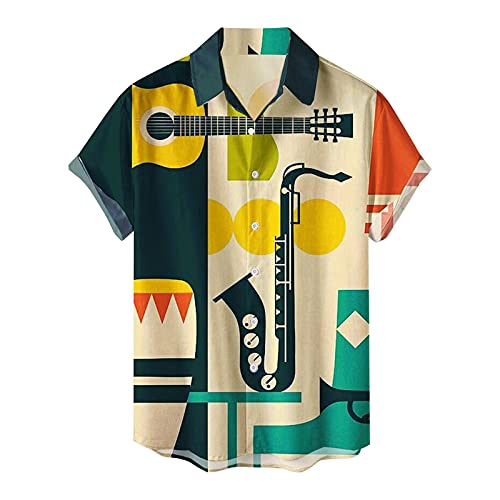 riou Camisa Hawaiana Hombre Estampada Funky Camisas Manga Corta Shirt Camisetas de Playa con Estampado Informal de Verano