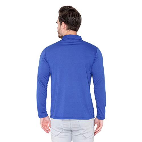 Image of Men's Cotton Blend Full Sleeve Zip Neck Polo T-Shirt (Pack of 1)