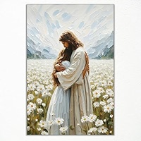 Cekjekle Jesus Image Poster, Jesus and The Lamb Canvas Wall Art, The Lord Is My Shepherd Wall Art, Jesus Painting, Christian Posters 40x60cm Not Framed