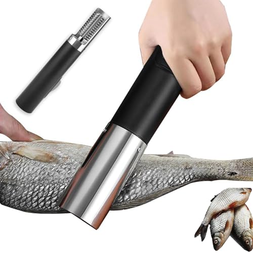 魚の鱗取り器 スケーラー、ワイヤレス電動魚鱗取り機、ステンレス製保護カバー付き魚鱗ツール、360°防水、あらゆる種類の魚に対応する業務用・家庭用機 black