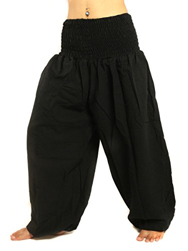 jing shop High Cut Harem Baggy Pants with Wide Legs and Smocked Wide Waist Cotton3