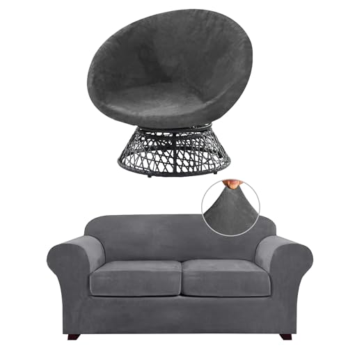 PrinceDeco PrinceDeco 3 Pieces Couch Covers Bundle Stretch Moon Chair Slipcover, Grey