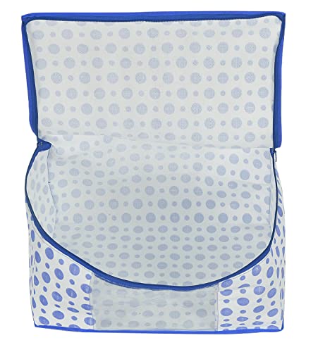 Image of Kuber Industries Dot Printed Foldable, Lightweight Non-Woven Saree Cover /Organizer With Tranasparent Window- Pack of 2 (Blue)-46KM0491