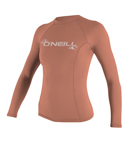 O'Neill Women's Basic 50+ Long Sleeve Rash Guard, Light Grapefruit, S