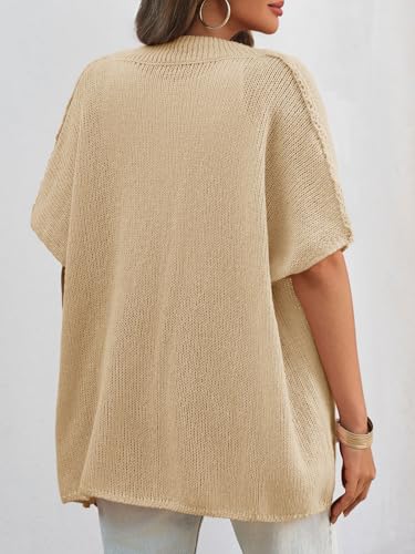 Image of Saodimallsu Womens Short Sleeve Cardigan Sweaters Button Down Lightweight Knit Cardigans