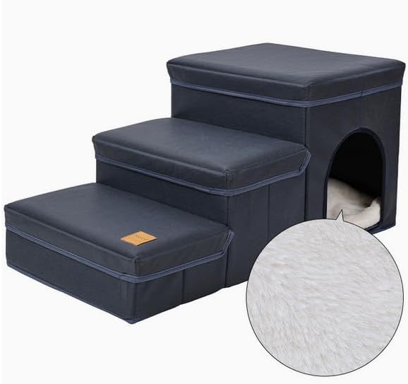 Dog Stairs for Small Dog|Pet Steps for High Beds|Pet Steps for Small Pet Under 60 Pounds (Blue)