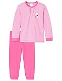 Dieser lange Mädchenschlafanzug verspricht süße Träume in 100% himmlisch weicher Baumwolle! Feine Ringel in Pink und Weiß bekommen mit dem Hündchen, seinem Knochen und dem Schriftzug 