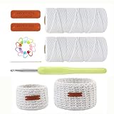 letuxaamz Cestas de ganchillo, juego de ganchillo para principiantes, hilo de...