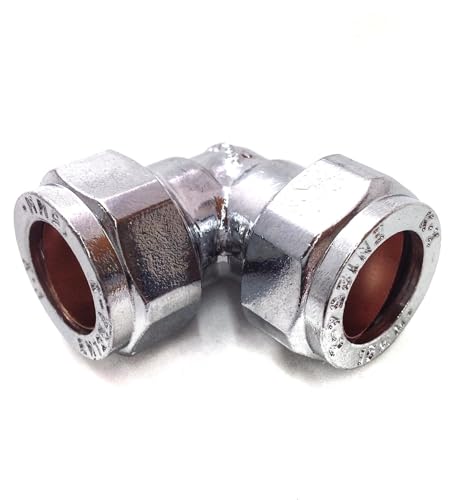 Sacchetto di 10-15 mm a compressione a gomito cromato (noto come gomito a compressione cromato da 15 mm/raccordi per tubi cromati/raccordi in ottone cromato disponibile anche in 15 mm, 22 mm, 28 mm,