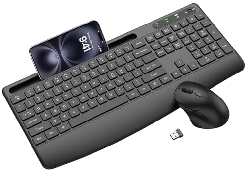 Ergonomic Wireless Keyboard and Mouse Combo, Full-Size...