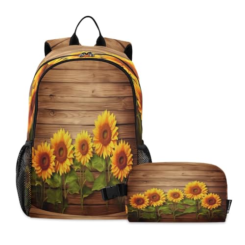 Sac à dos motif tournesol multicolore et boîte à lunch assortie
