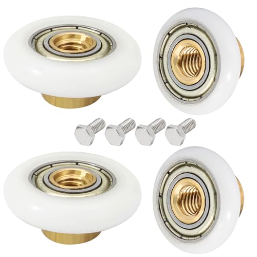 Biaungdo 4 Sets Shower Door Rollers 25mm Copper Bearing Wheel with Screws