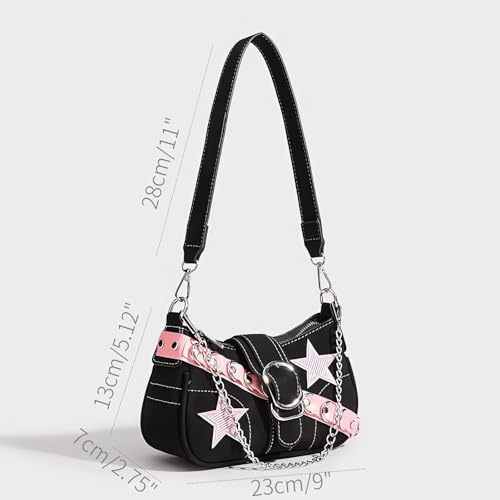 Cute Y2k Purse, Black y2k Shoulder Bag Crossbody Purse, Y2Ks Accessories Goth Punk Style Bag for Women Girl3