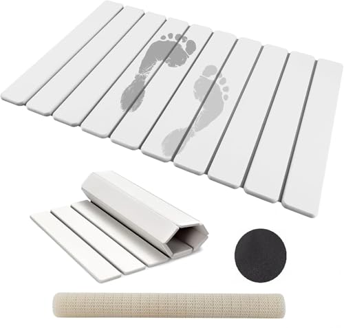 La Mejor Recopilación de Tapetes de piedra disponible en línea para comprar. 48 CHEELOM Alfombra de Piedra Diatomita Baño Plegable, Tapete de Piedra para el Baño, Diatomita Tapete Ultra Absorbente, 60X39CM, para Bano y Hogar(Gris)