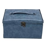 Smandy Bastelkorb, Doppelschichtiges, Abnehmbares Tablett, Leder-Nähkasten, Aufbewahrung von Nähzubehör, Nähsets für