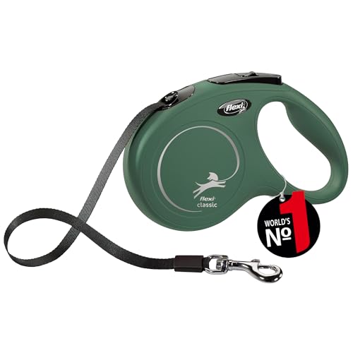 flexi Classic M - Cinghia da 5 m, colore: verde oliva, per cani fino a 25 kg