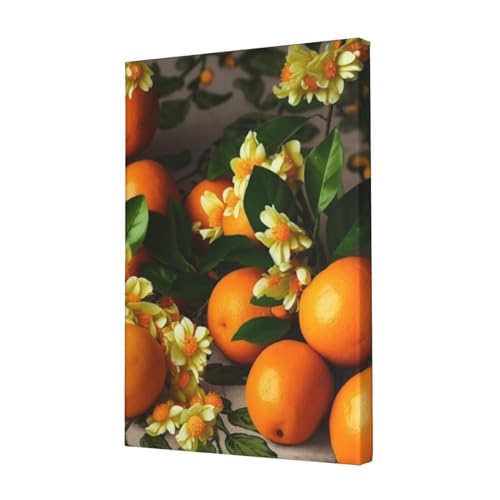 Toile murale fleurs jaunes et fruits oranges pour une ambiance chaleureuse