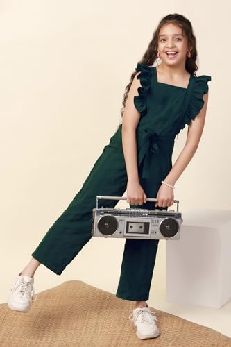 Image of Fashion Dream Girl's Cotton Blend Ankle Length|Jump Suit Set for Girls