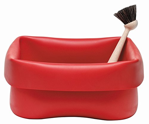 Normann Copenhagen Washing Up Bowl/Washing Up Container with Washing Up Brush Rubber Red