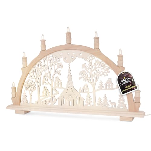SAICO Original LED Schwibbogen Seiffener Kirche mit Dorf