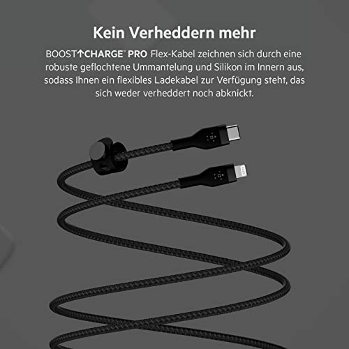 Belkin BoostCharge Pro Flex geflochtenes USB-C/Lightning-Kabel, 2 m, MFi-zertifiziert, 20 W… – Ansicht 4