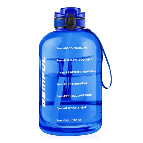 GEMFUL Botella de Agua 3L con Marcador de Tiempo | Libre de BPA, Perfecta para el Gym, Deporte y Oficina