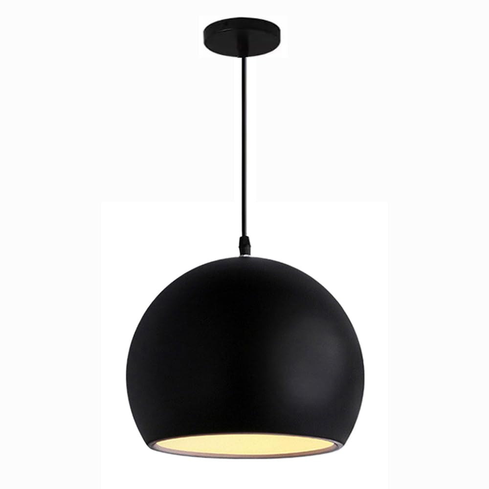 Granestner Adjustable E26/E27 Pendant Light - Nordic Design Spherical Hanging Lamp for Kitchen, Living Room, and Dining Areas(Black,7.8in)