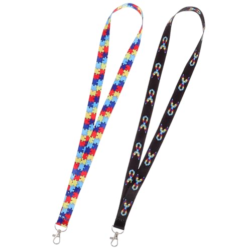 LOPUNER Cordones para Credenciales de Identificación Multifunción, Pack 2 Piezas (puzzle y Cinta), Nylon Resistente, Diseño Antipérdida, Cordón Largo para Móvil y Llaves, Uso Profesional