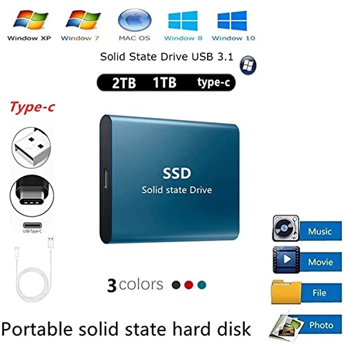 SSD harde schijf 1TB, 2TB, 8TB, 500GB, draagbare externe harde schijf 2.5"USB 3.0 mobiele opslag voor foto's PC TV laptop, compatibel met mobiele harde schijf,2TB,Blue - Image 4