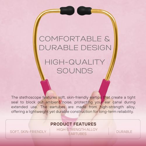Image of MaiWieel-Classic Monitoring Stethoscope Professional Dual Head Raspberry Stethoscopes For Nurse,Doctor,Vet,Home Medical,EMT,Double-Sided Stainless Chestpiece,Flexible Tubing & Soft Sealing Eartips (Rainbow-Raspberry)