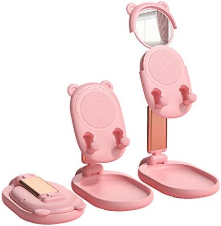 nediea Phone Stand For Desk, Cute Bear Mobile Phone Holder, Foldable Kawaii Accessoriess, Cell Phone Stand for iPhone SE 13/12/11/Pro/XR/XS/Max, Samsung Galaxy, All Smartphones(4-10 inches)(Pink)